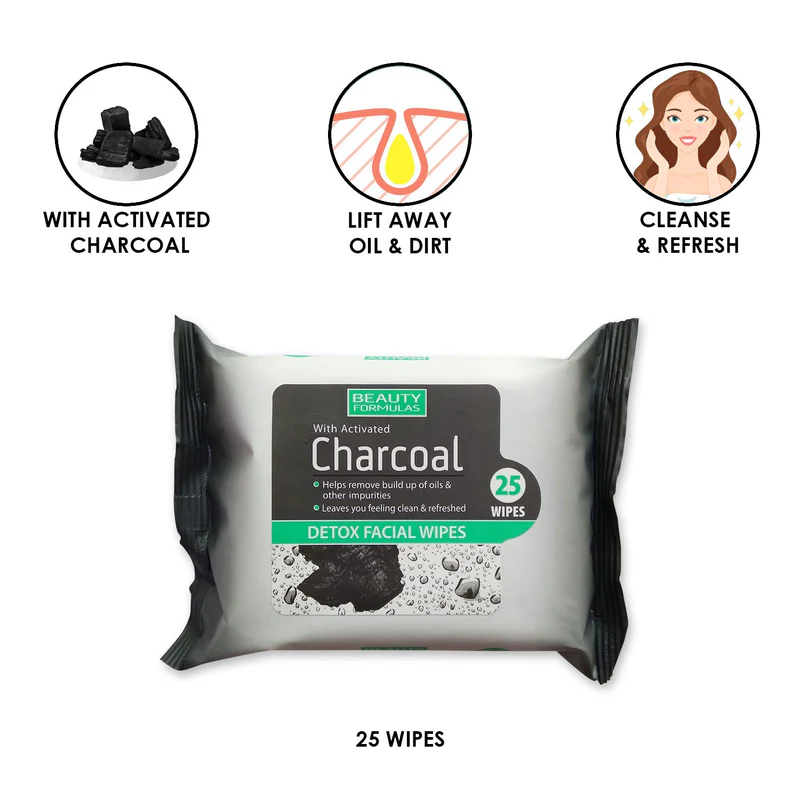 Beauty Formulas Charcoal Detox Facial Wipes 25S - Image 2