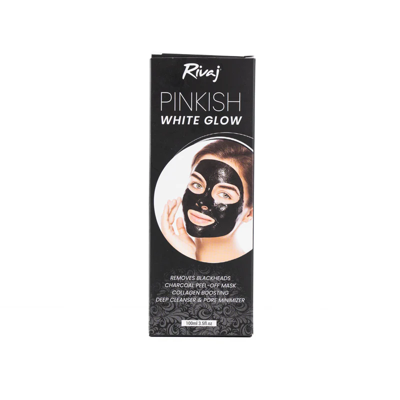 Rivaj Pinkish White Glow Charcoal Black Peel Off Mask 100ml - Image 2