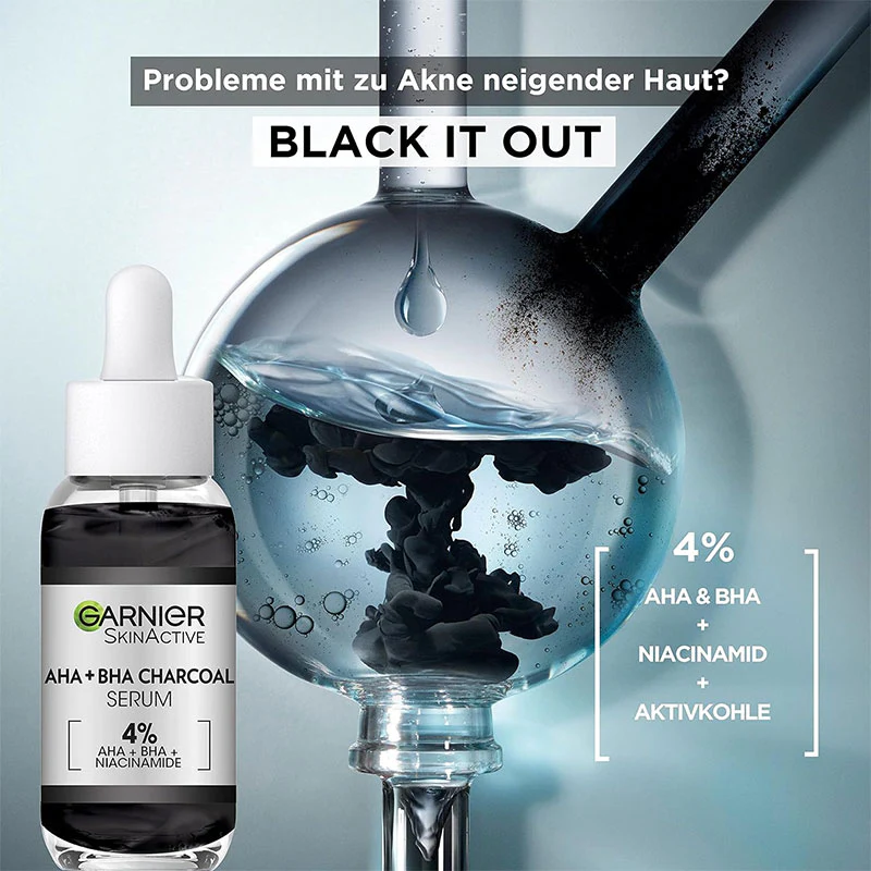 Garnier Pureact Aha+Bha+Charcoal Against Imperfection Serum 30ml - Image 3