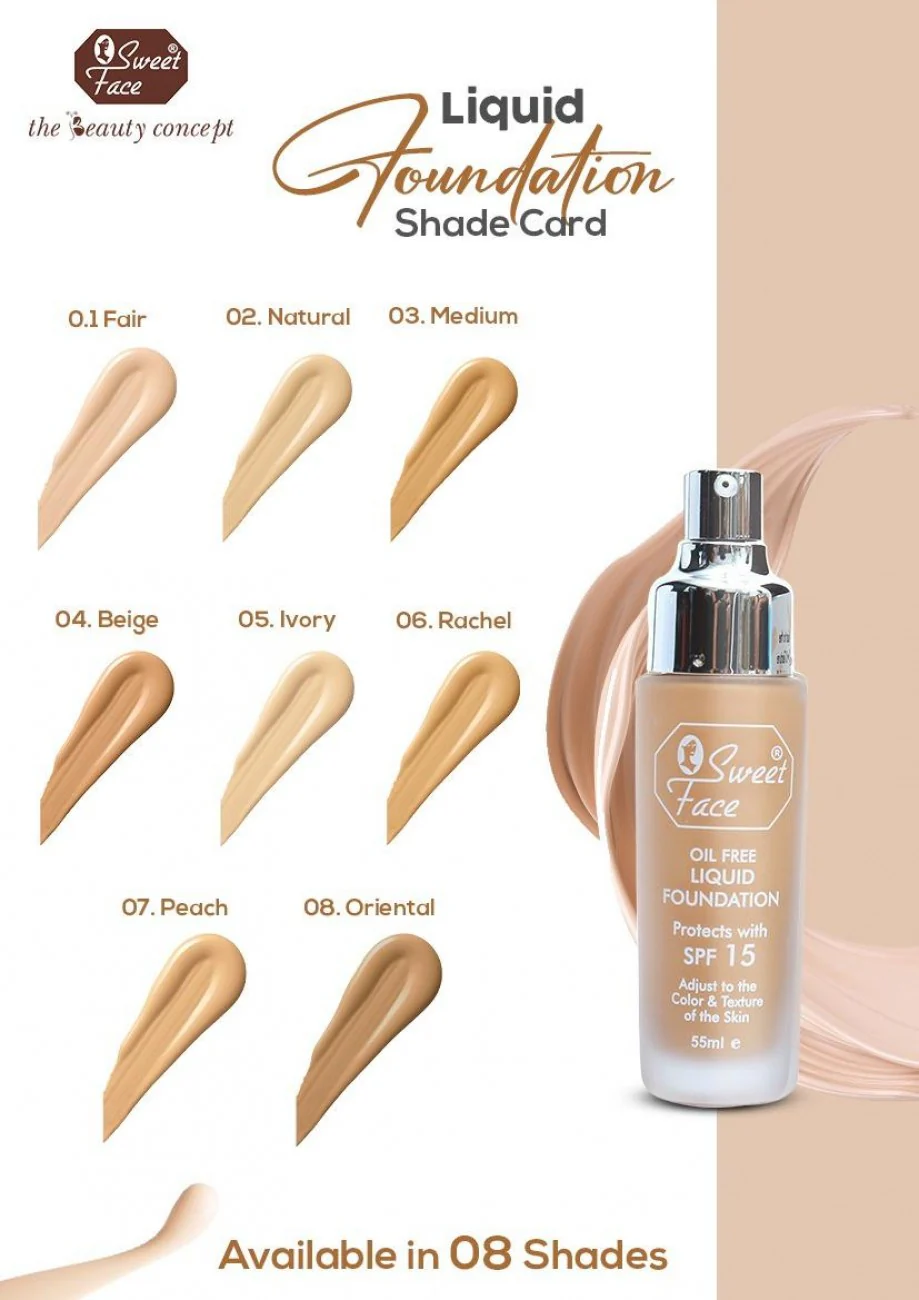 SweetFace Oil Free Liquid Foundations All Shades Avaliable